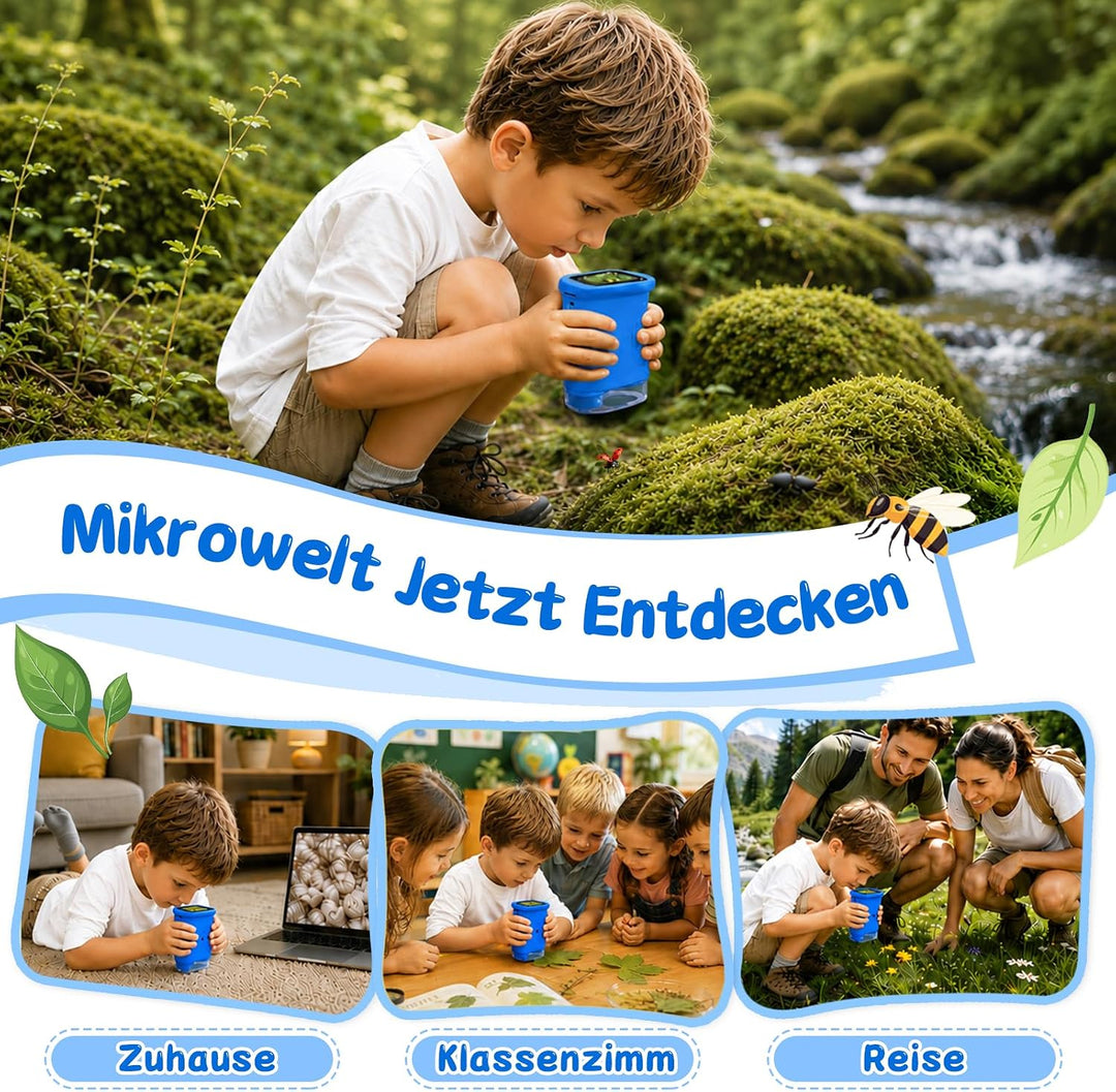 Digitales Mikroskop für Kinder 1000X, Abenteurer Mikroskop für Kinder mit 2 Zoll HD-Bildschirm, 8 LE