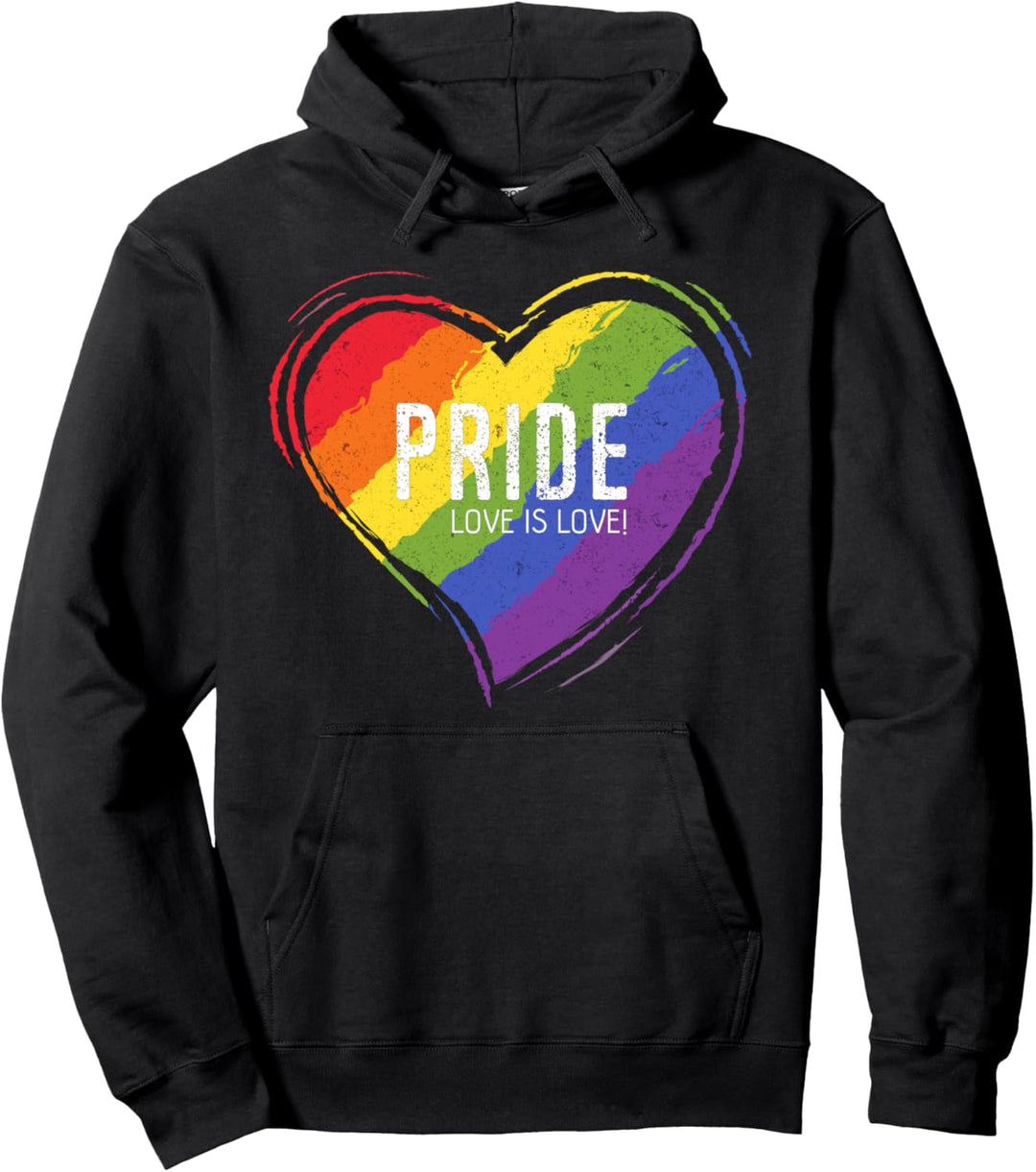 LGBT Pride Design mit Herz Regenbogen Flagge Herren Damen Pullover Hoodie