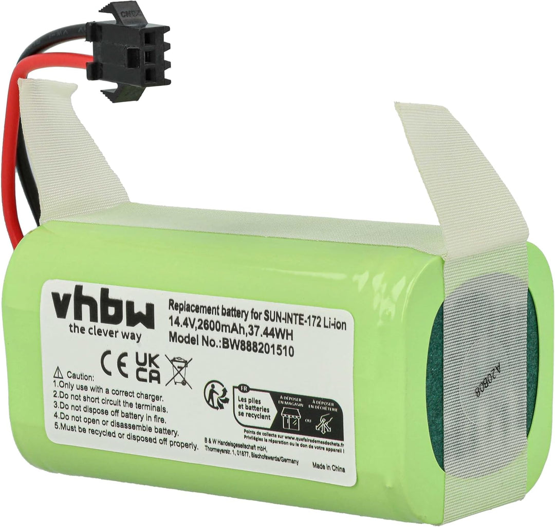 vhbw Akku kompatibel mit Bagotte BG600, BG700 Saugroboter (2600 mAh, 14,8 V, Li-Ion)