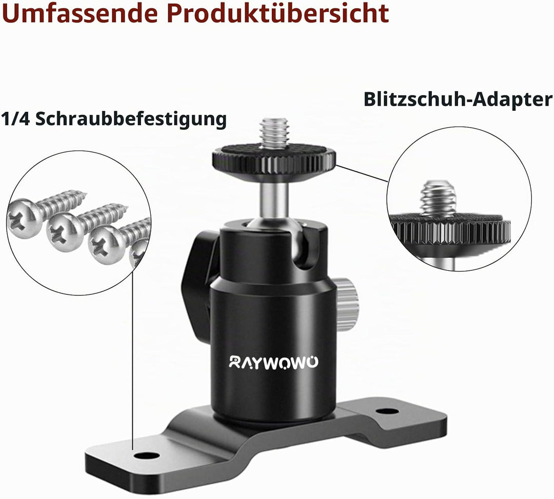 RAYWOWO T-Form verstellbare Metall-Kamera-Wandhalterung, Lautsprecher-Wandhalterung, mit 1/4“ Schrau