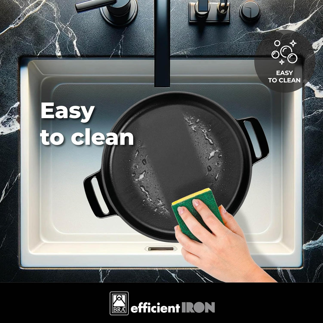 BRA A441633 Effektives Runder Grillrost mit Streifen, hergestellt aus Eisen Fu, Gusseisen, Schwarz,