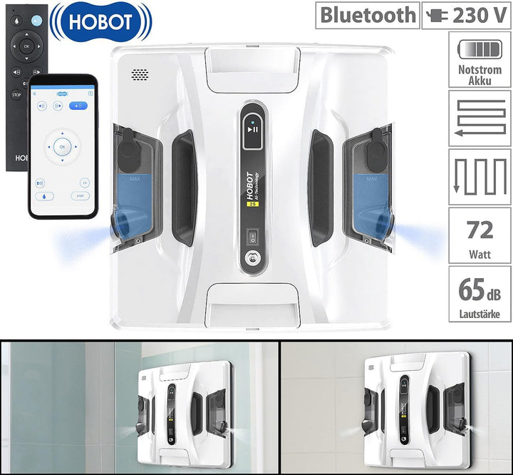 Sichler Exclusive Fensterwischroboter: HOBOT-2S Profi-Fensterputz-Roboter; Dual-Sprüher; Sprachausga