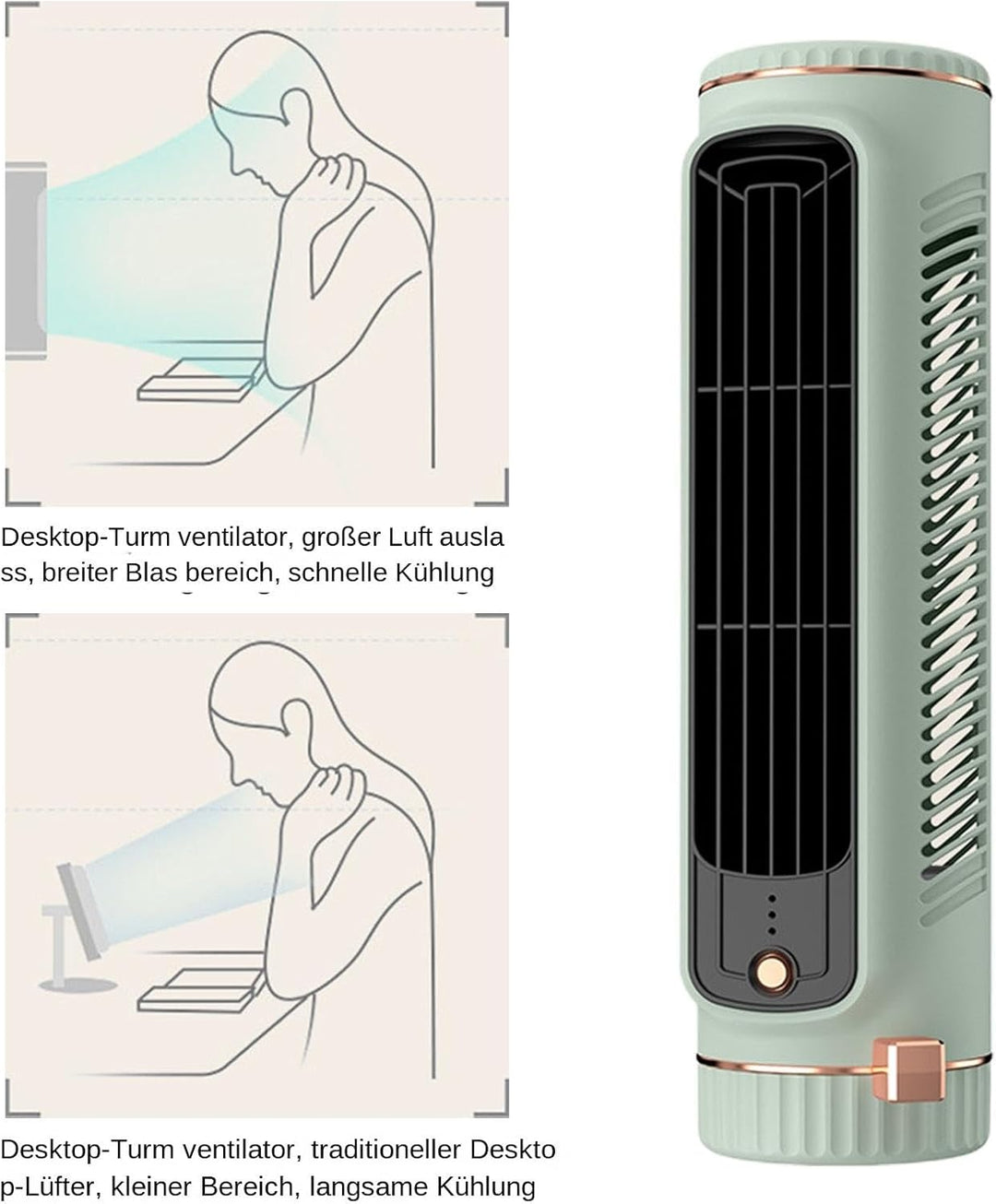Turmventilator, Tragbarer Klimaanlagen-kühlventilator Leise Mit 3 Geschwindigkeiten, Cooling Ace, De