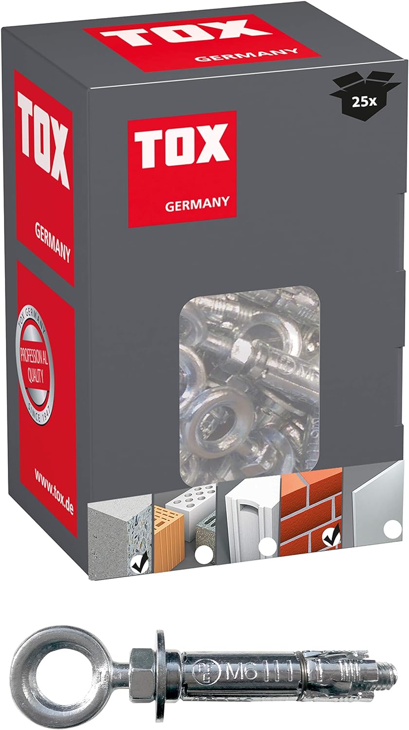 TOX 3710204 Spreizanker mit Öse Pirat Sven-O, M10x60, Inhalt 25 Stück, 03710204, Grau 10x60 mm, 10x6