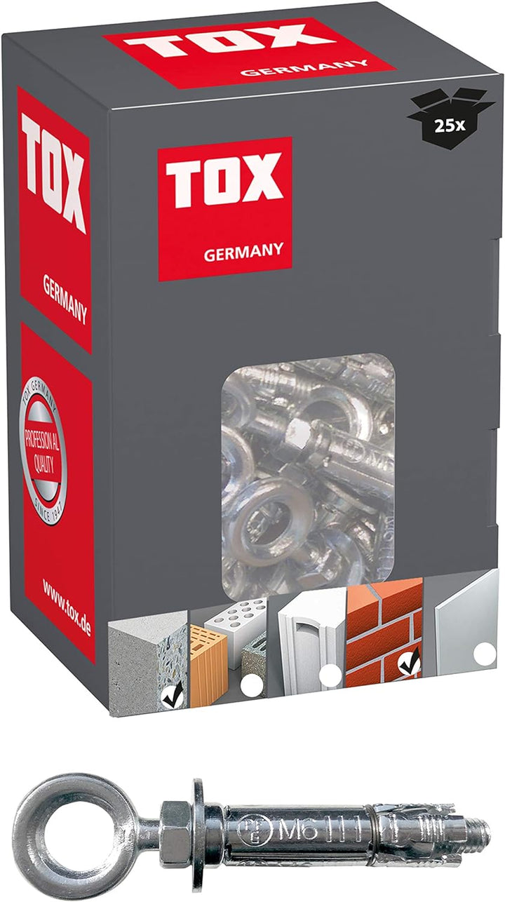 TOX 3710204 Spreizanker mit Öse Pirat Sven-O, M10x60, Inhalt 25 Stück, 03710204, Grau 10x60 mm, 10x6