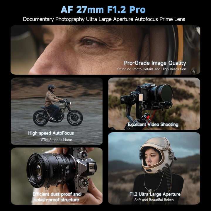 VILTROX AF 27mm F1.2 Pro APS-C-Objektiv für Fuji X-Mount, AF 27 f/1.2 Weitwinkelobjektiv grosser Ble