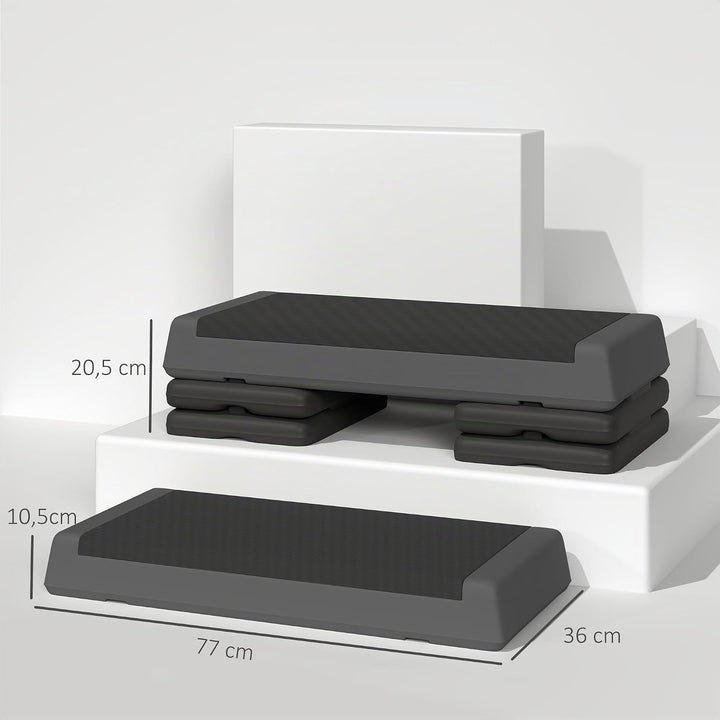 SPORTNOW Aerobic-Stepper, 10,5/15,5/20,5cm Höhenverstellbare Steppbrett, rutschfest, für Zuhause, Fi