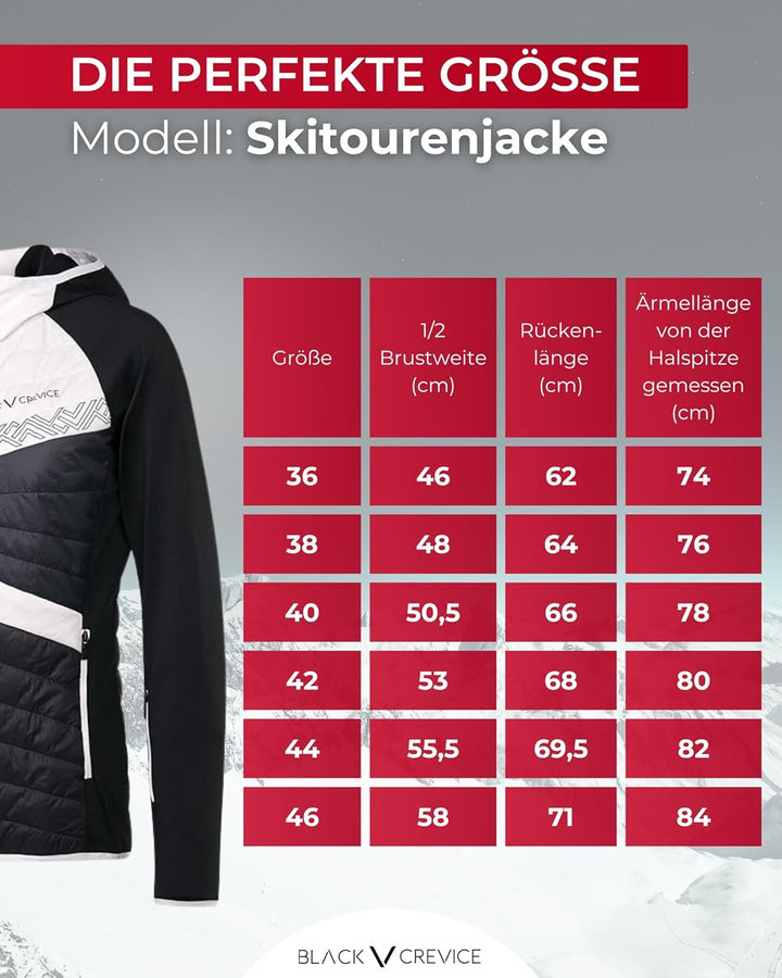 Black Crevice Damen Skitourenjacke I Hochwertige Winterjacke Damen aus 100% Nylon/88% PES & 12% Span