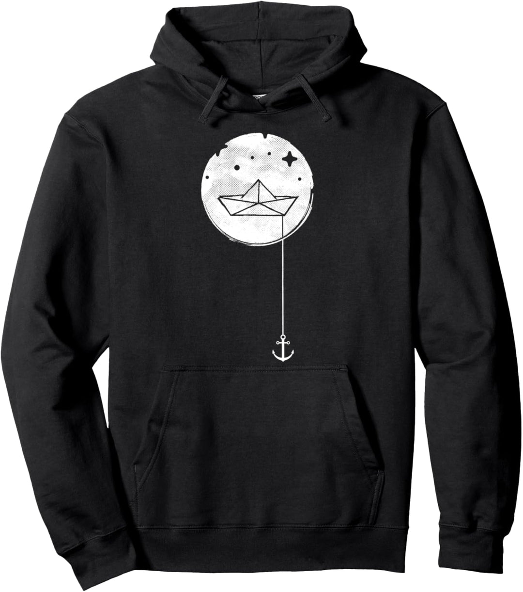Papierboot mit Anker im Meer Pullover Hoodie