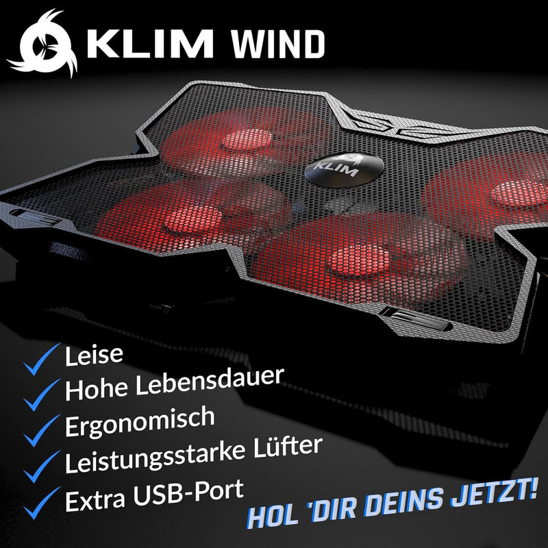 KLIM Wind Laptop Kühler - Mehr als 500 000 verkaufte Einheiten - NEU 2023 - Leistungsstark - Schnell