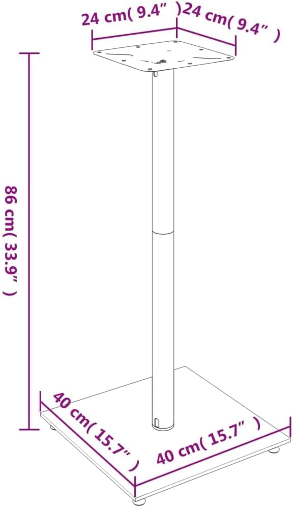 vidaXL Lautsprecher-Ständer 2 STK. Schwarz Hartglas 1 Säule 40 x 40 x 86 cm Schwarz, 40 x 40 x 86 cm