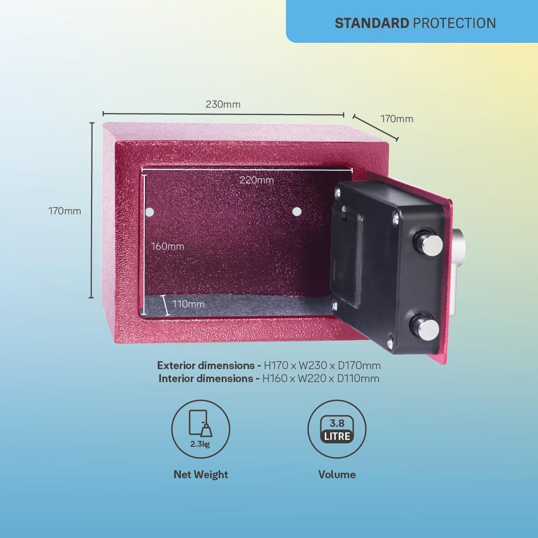 Yale Elektronischer Tresor - YSV/170/DB2/P - Mini - Rosa - Standardsicherheit Mini - Neu Rosa, Mini