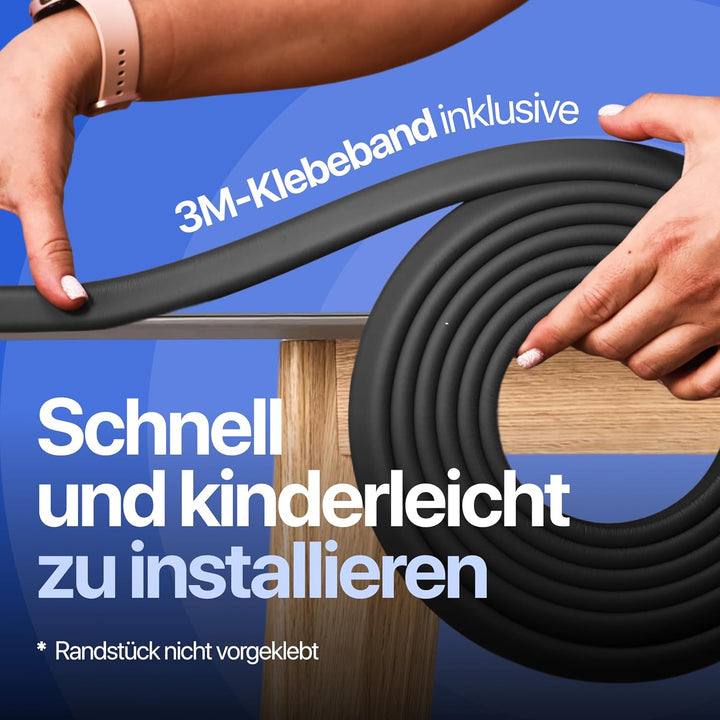4.5m Schutzgitter und 4 Selbstklebende Ecken für scharfe Kanten und Ecken, Schwarz Komf-15BL, Komf-1
