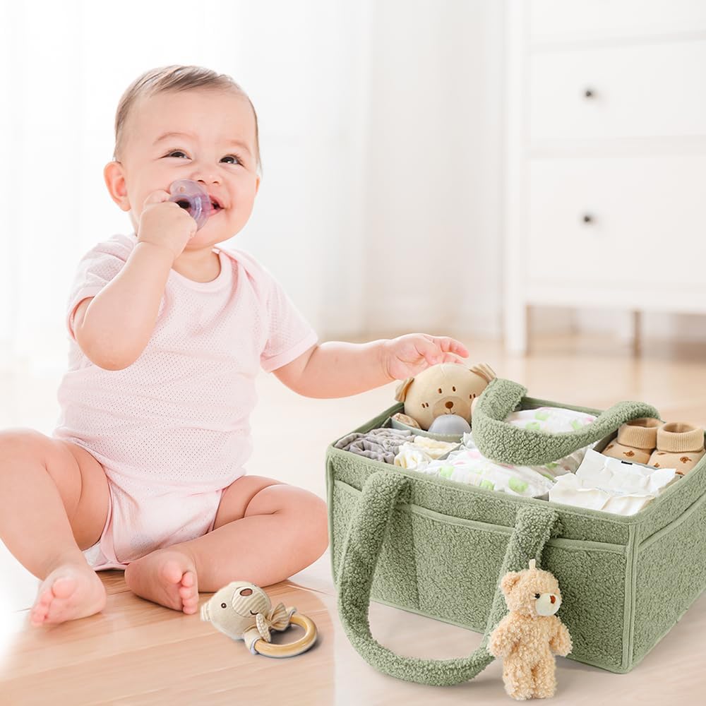Baby Windel Caddy Organizer, Tragbarer Wickelorganizer Mit Fächern & Griffen, Plüsch Wickel Organize