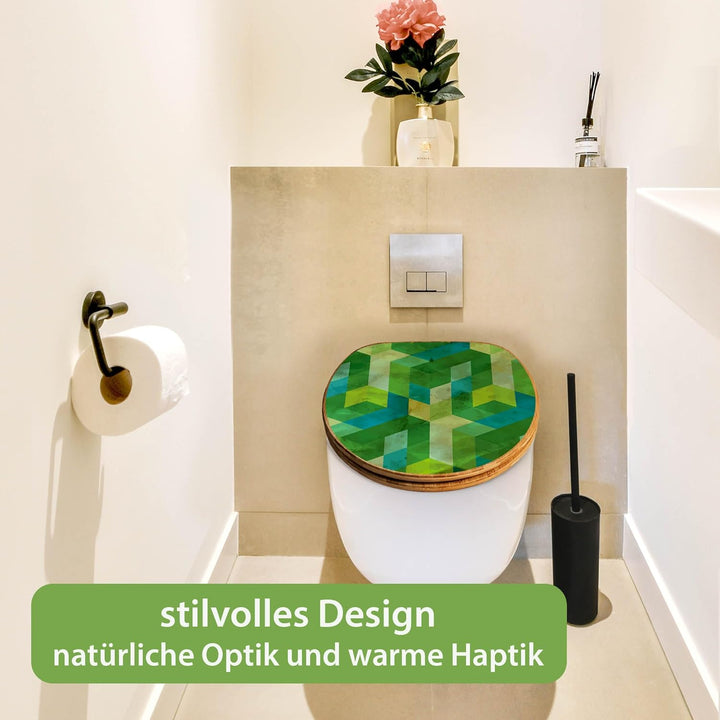 banjado Design WC Sitz Bambus Absenkautomatik 45,8x37,5cm - Toilettendeckel mit Absenkautomatik Holz