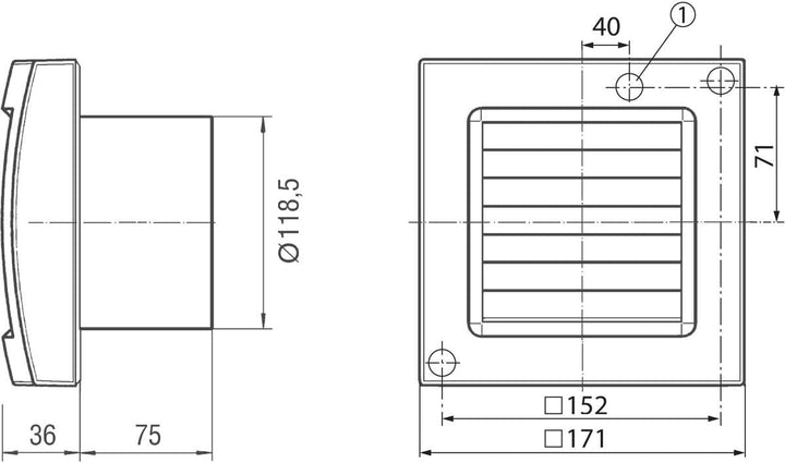 Maico - Original ECA 120 KF, 0084.0011 - elektrischer Innenverschluss &amp; Lichtsteuerung, Kleinraumven