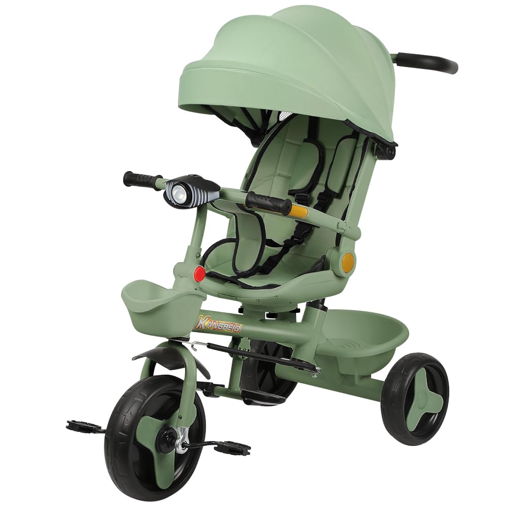 Multi-Funktions-Kinderdreirad, Dreirad 5 in1, Kleinkind-Dreiräder-Kinderwagen, mit Verstellbarem Sch
