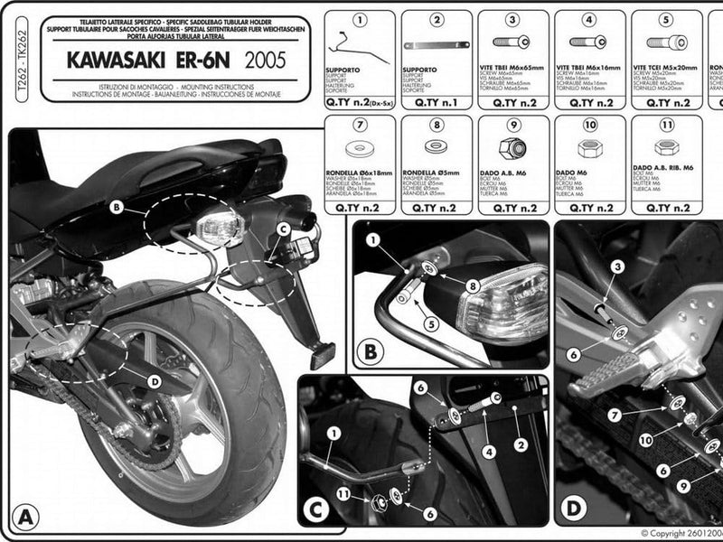 Givi T262 Satteltaschen Abstandshalter