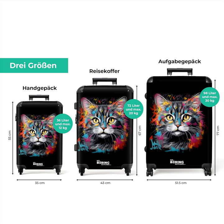 NoBoringSuitcases.com® Koffer XL Gross 77x51.5x28 cm Reisekoffer mit 4 Rollen Leicht Trolley Hartsch