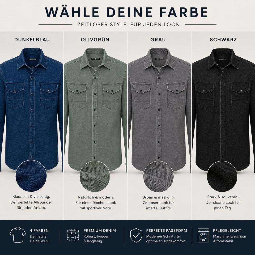Red Bridge Herren Hemd Jeanshemd Freizeithemd Premium Denim Chest Pocket XL Dunkelblau, XL Dunkelbla
