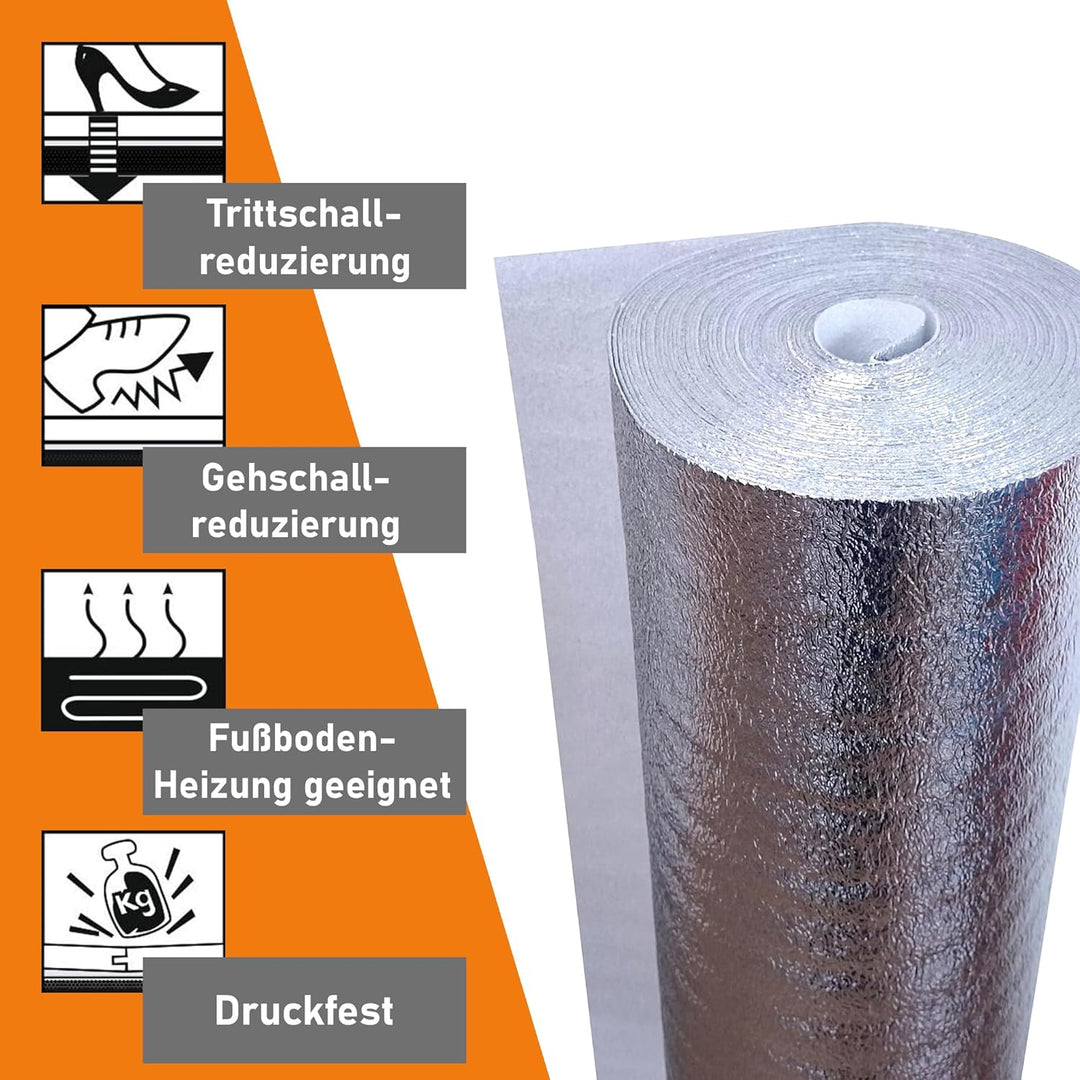 United Foam Industries GmbH Laminat und Parkett Trittschalldämmung uficell ALU PE-Schaum für Laminat