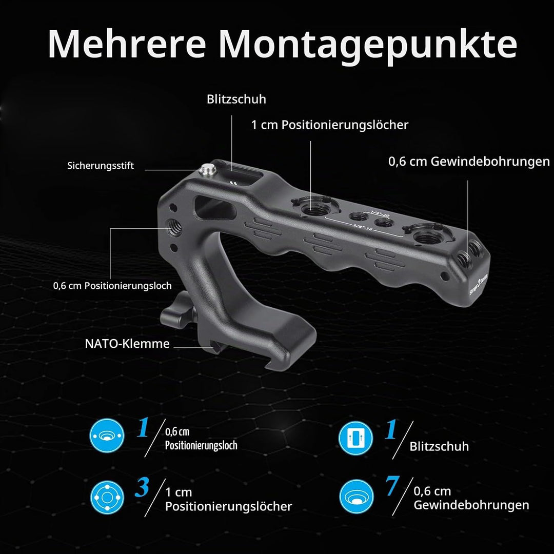 Nitze NATO TOP Handle,Mini Handle Grip mit NATO Clamp,Kamera Griff für Camera Cage, Universal Video