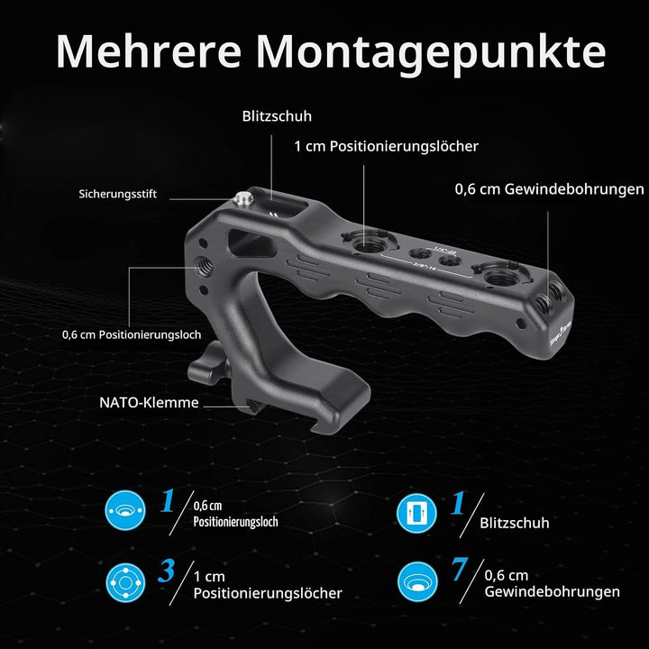 Nitze NATO TOP Handle,Mini Handle Grip mit NATO Clamp,Kamera Griff für Camera Cage, Universal Video