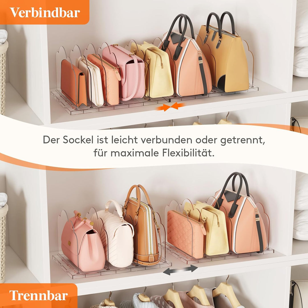 Lifewit 3 Stück Handtaschen Trenner Aufbewahrung für 10 Taschen, Transparent Regaltrenner Taschenstä