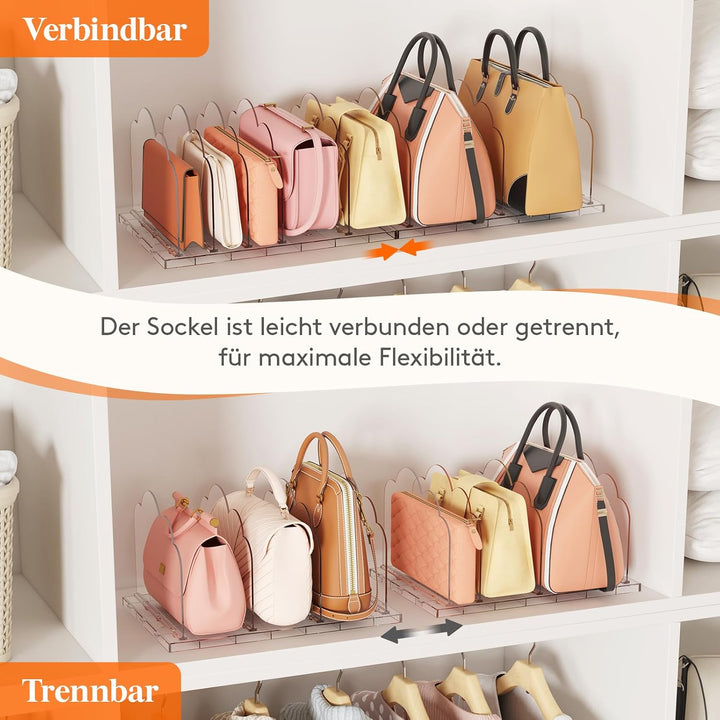 Lifewit 3 Stück Handtaschen Trenner Aufbewahrung für 10 Taschen, Transparent Regaltrenner Taschenstä