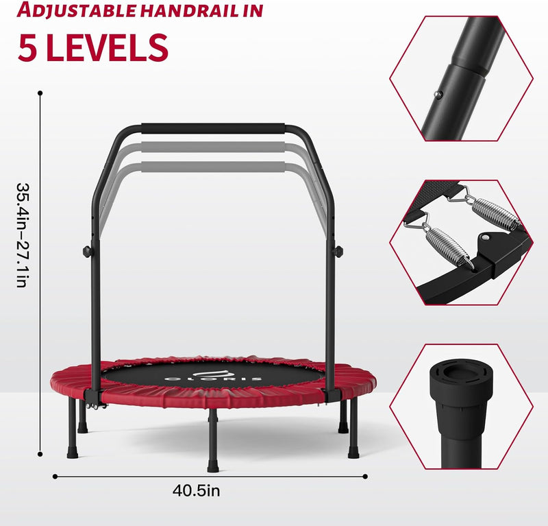 CLORIS 101,6 cm faltbares Fitness-Trampolin – maximale Belastung 400lb, Mini-Rebounder mit verstellb