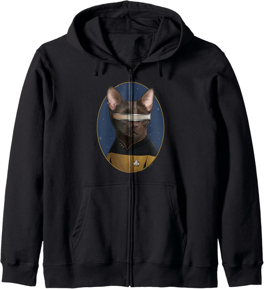 Star Trek: The Next Generation Geordi La Forge Cat Portrait Kapuzenjacke