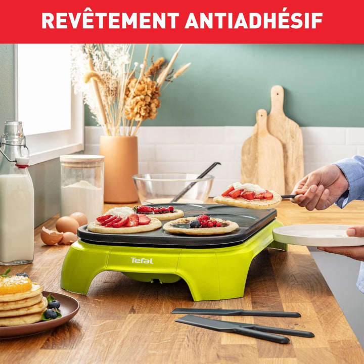 Tefal PY5593 Crep'Party Colormania Crêpemaker | Platte mit 6 Crêpe-Mulden | Thermo-Spot-Temperaturin