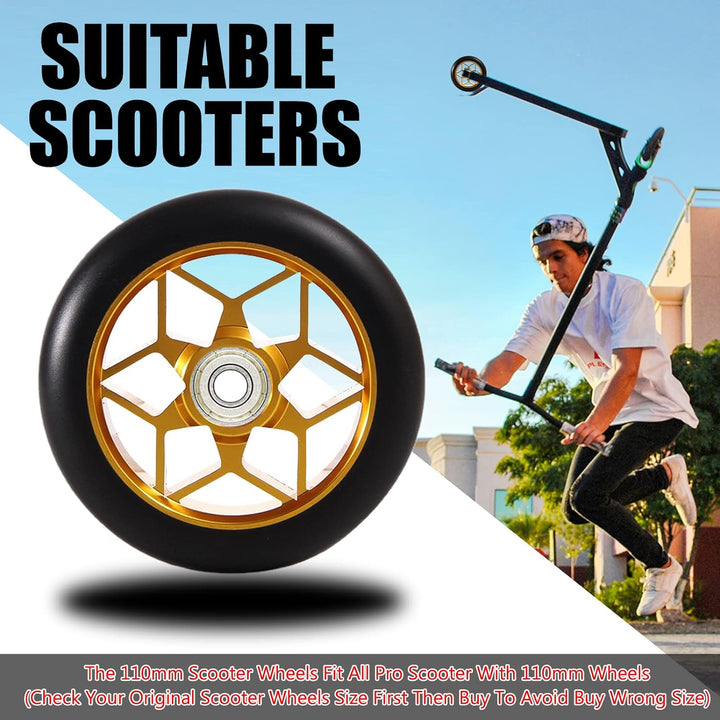 Stunt Roller Rollen 110mm, Scooter Reifen Ersatzräder mit ABEC-9 Professionelle Lager, für Pro Scoot