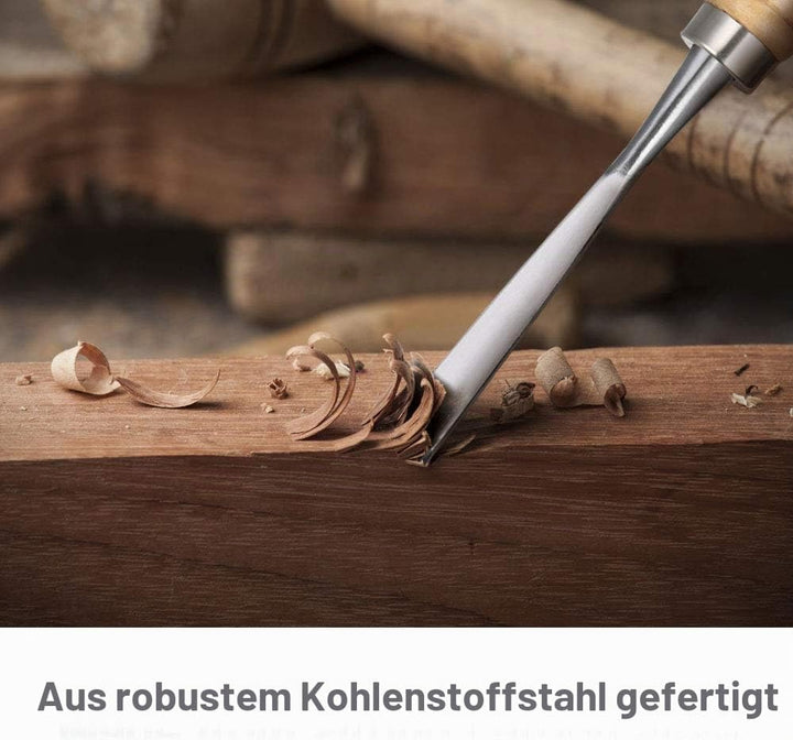 flintronic Stechbeitelsatz, 12-teilig Holzgriff &amp; Werkzeyt, Holzmeisselset, Tranchiermesser Holzschn