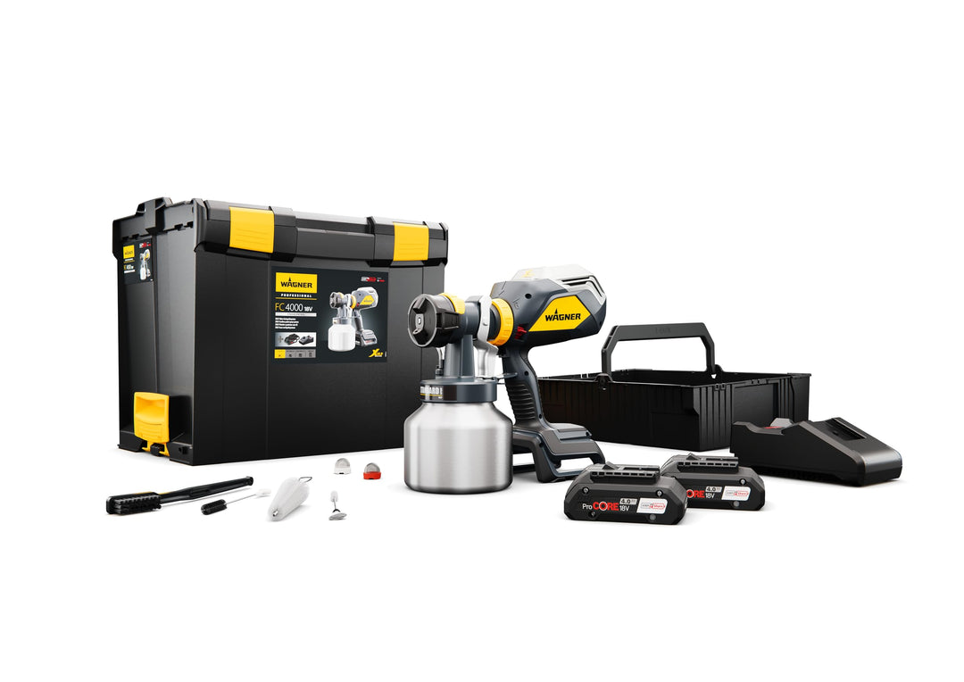 WAGNER FinishControl 4000 18V StandardSpray Kit - das mobile XVLP Akku-Farbsprühsystem inkl. Akku FC