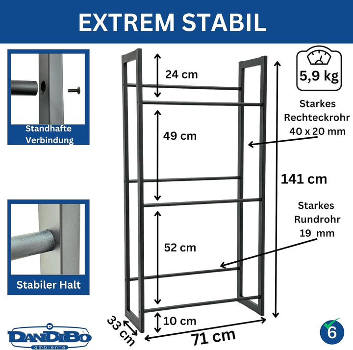 DanDiBo Getränkekistenregal 6 Kisten Schwarz Metall Stehend 96563 Getränkekistenhalter 71 cm Obstkis