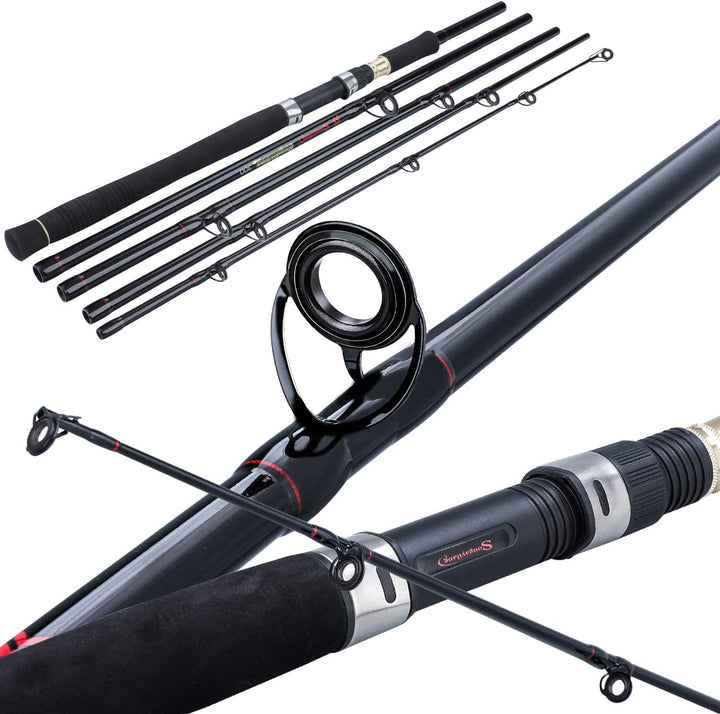 Sougayilang Angelrute für Karpfen, Angelrute aus Kohlefaser, super hart, 4/5 Abschnitte, tragbare An