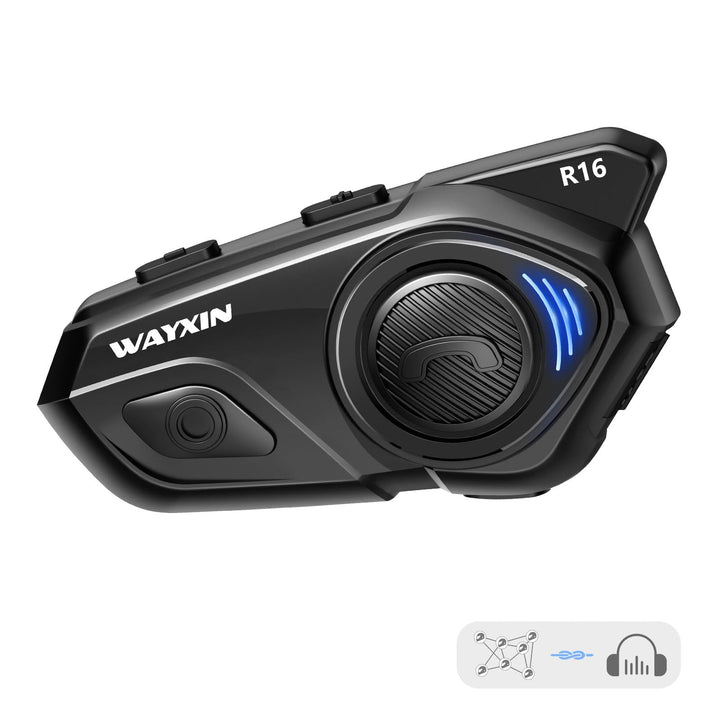 R16 Motorrad Bluetooth Headset –motorradhelm -Intercom mit Dual-Chip, Multi-Audio,IP67 wasserdicht,