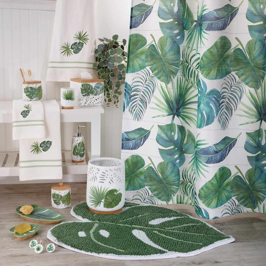 Avanti Linens - Duschvorhang aus Stoff, Palmenblätter, inspirierte Heimdekoration (Viva Palm Collect