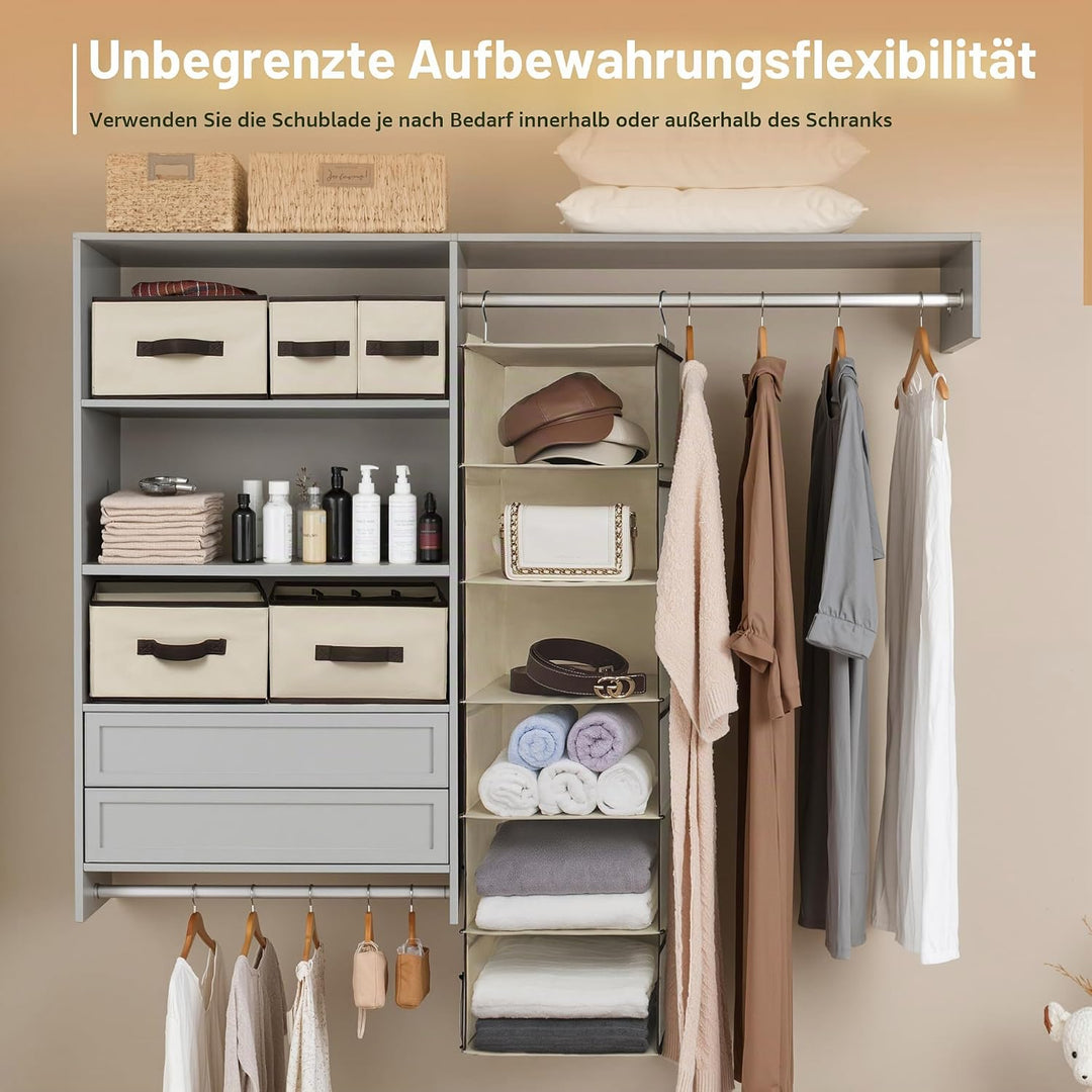 GRANNY SAYS Kleiderschrank Organizer Hängend, 1 Stück Hängeorganizer mit Schubladen, Beige Hängeaufb