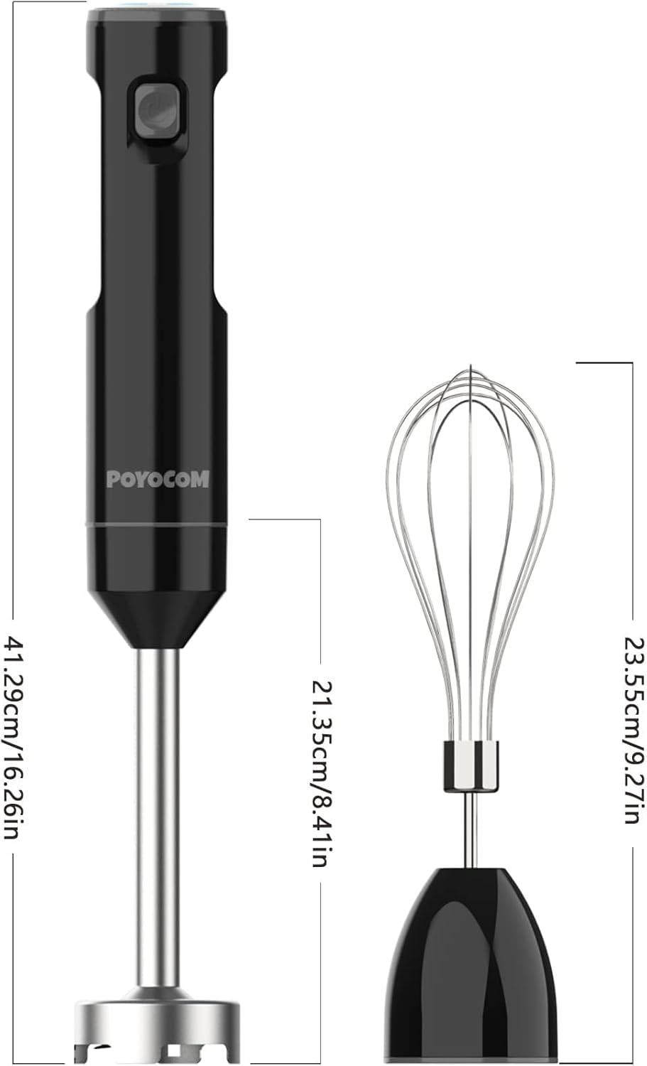 POYOCOM Akku-Stabmixer, kabelloser Stabmixer mit TYP-C-Kabel, Schneebesen für Smoothies, Milchshakes