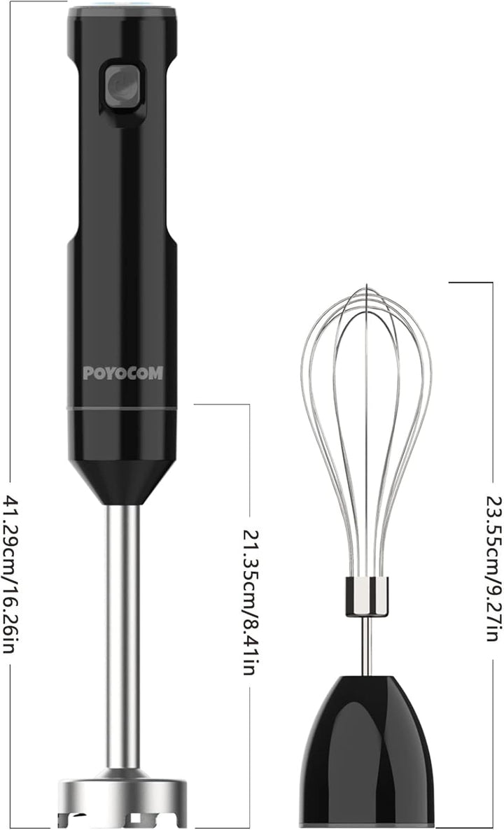 POYOCOM Akku-Stabmixer, kabelloser Stabmixer mit TYP-C-Kabel, Schneebesen für Smoothies, Milchshakes