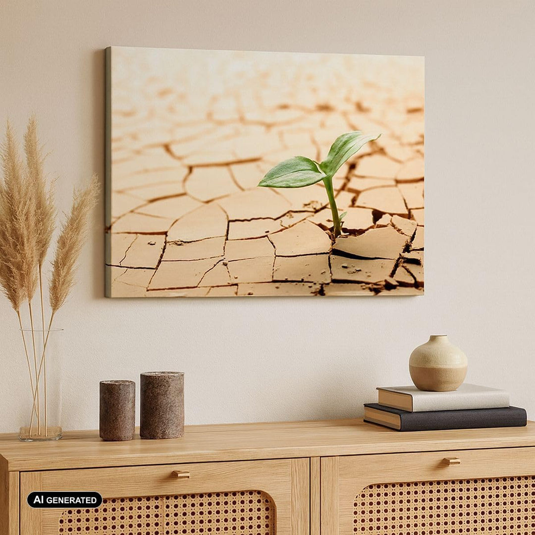 Bilder auf Leinwand 100x70cm Leinwandbild mit Rahmen Wüste Erde Umwelt Gross Wanddeko Bild Schlafzim