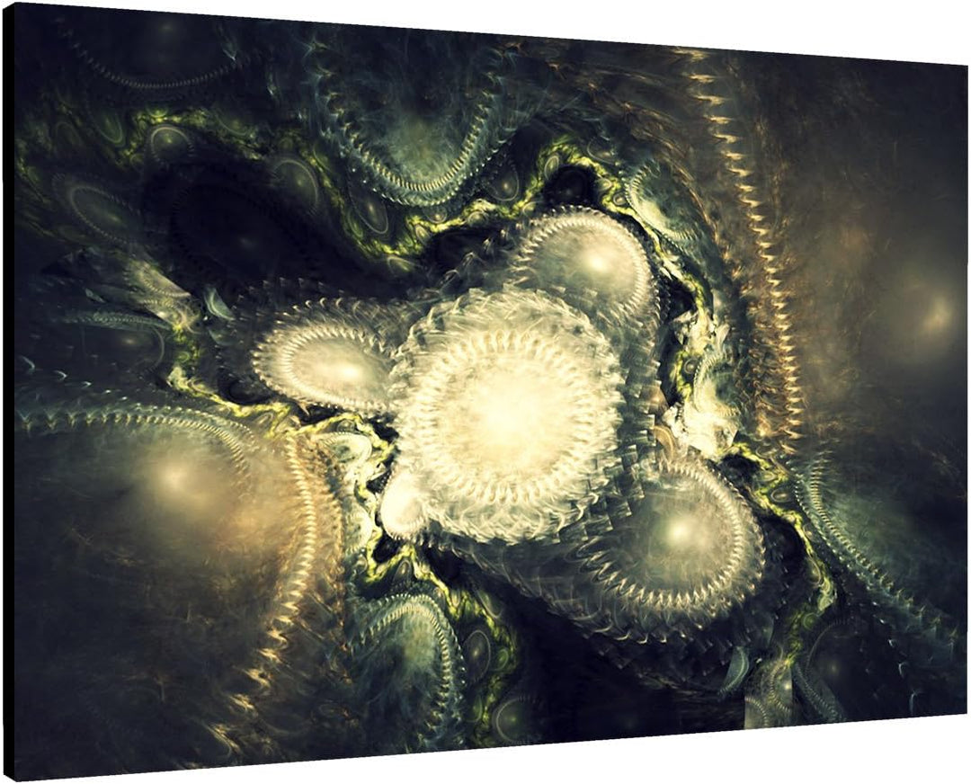 Paul Sinus Art Kunstdruck Abstrakt403_60x80cm LeinLeinwandbild grau grün Ornament XXL fertig auf Kei
