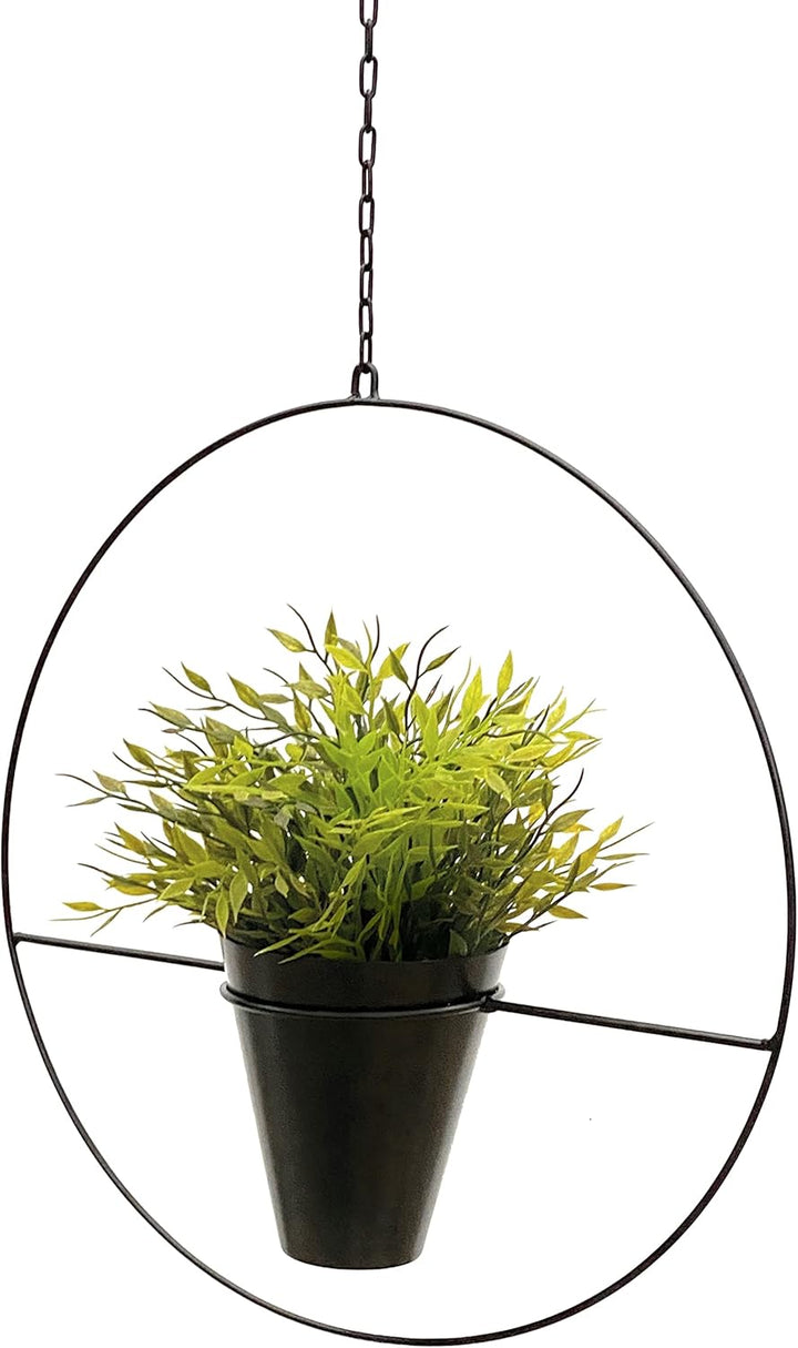 DanDiBo Blumenampel Innen Metall Wand Schwarz Matt Hängepflanzen Ø 40 cm KW446 mit Topf Pflanzenhäng
