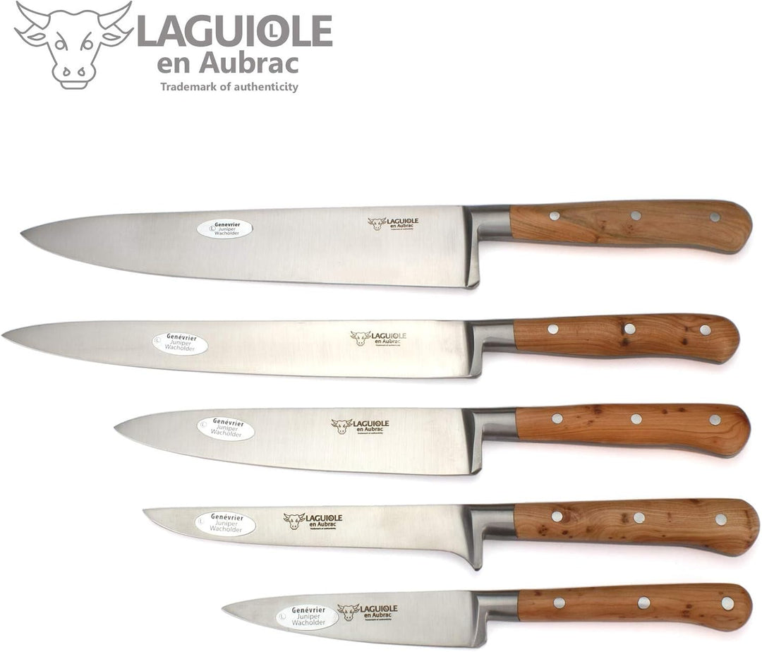 Laguiole en Aubrac - Messerblock aus Eiche - magnetisch - Kochmesser Set 5-teilig - Griff Wacholder