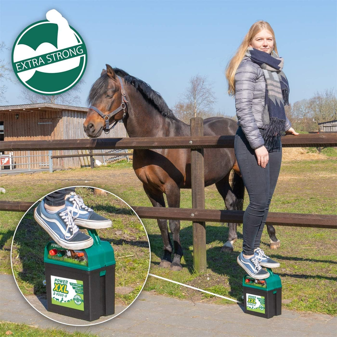 B 9.000-S Solar-Weidezaungerät 9V/12V, inkl. 9V Batterie, Megapower, Hocheffektives Solarmodul – seh