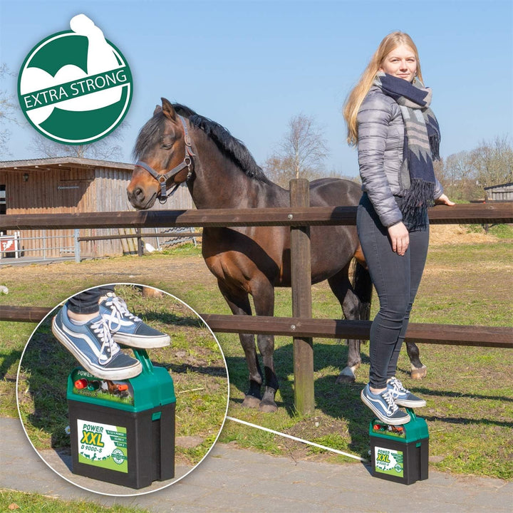 B 9.000-S Solar-Weidezaungerät 9V/12V, inkl. 9V Batterie, Megapower, Hocheffektives Solarmodul – seh