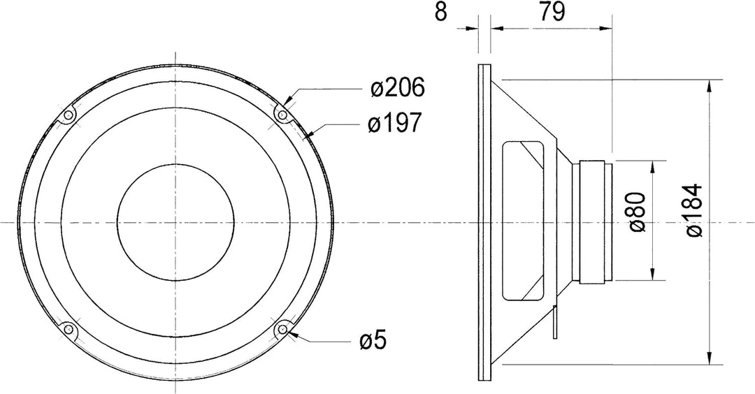 'Visaton vs-w200/8 Woofer 8 2 Wege 80 W schwarz