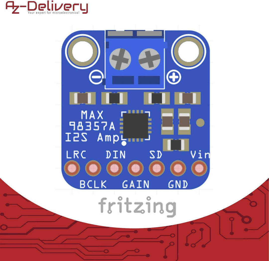AZDelivery 5x I2S 3W Class D Amplifier Breakout - MAX98357A [ADA3006], 5